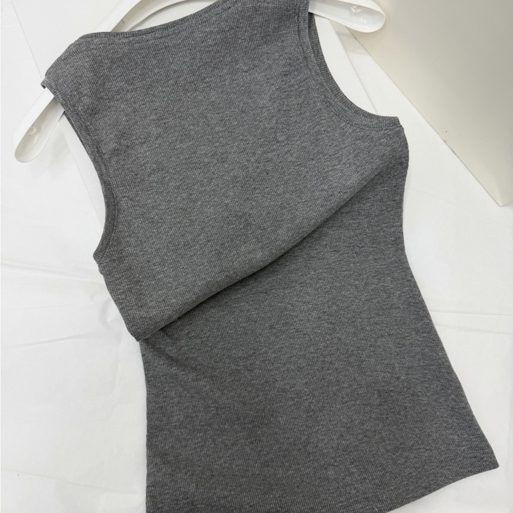 Loewe Embroidered Ribbed Tank Top, Slim Fit Stretch Cotton Sleeveless Top - Picture 4 of 6